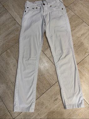 True Religion White Button-Fly Pants